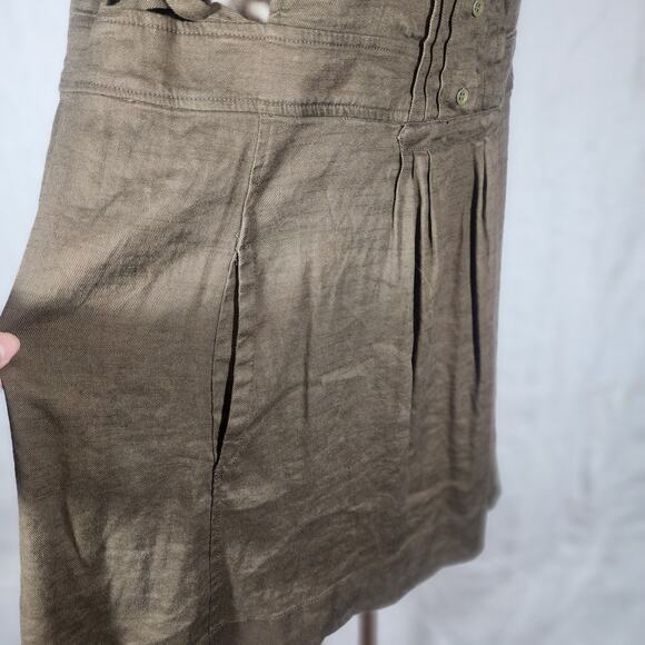 FREE PEOPLE sz M Moonshine Mini Brown Olive Green Linen Blend Hippie Boho Romper - Picture 5 of 6